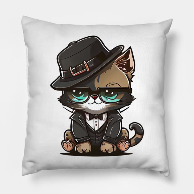 Cute pet, funny pet, boss pet, pirate pet, gangster pet, lovely pet. Pillow by NCT ART