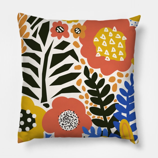 Papercut Flower Modern Collage Pillow by Sandra Hutter Designs