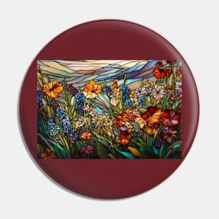 Stained Glass Colorful Wildflowers Pin