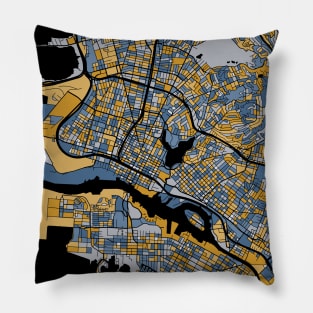 Oakland Map Pattern in Blue & Gold Pillow