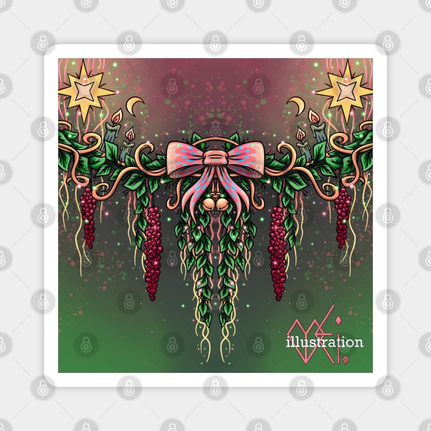 Christmas decorations bow Magnet by Mei.illustration