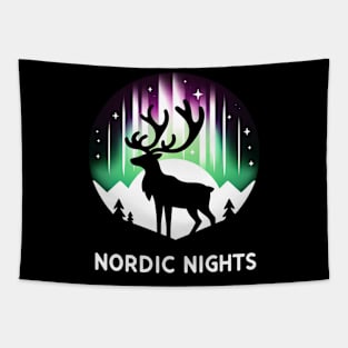 Nordic Reindeer Silhouette Tapestry