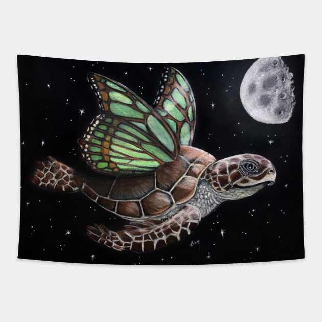 "Night Soaring" - Butterflown collection Tapestry by GardenPartyArt