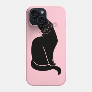 Black Cat Silhouette Illustration Phone Case