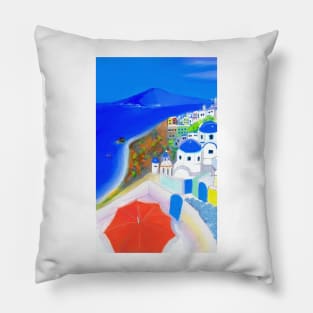 Santorini 2023 edit Pillow