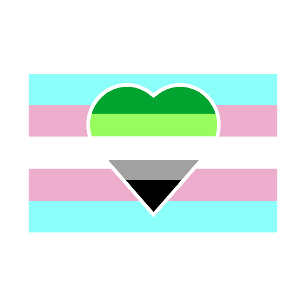 Transgender Pride Flag with Aromantic Heart (White-Stripe Variant) by DisneyFanatic23