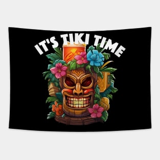 It's Tiki Time Design, with White Lettering Tapestry