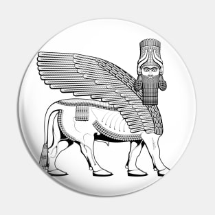 Lamassu Winged Bull Front Black Pin