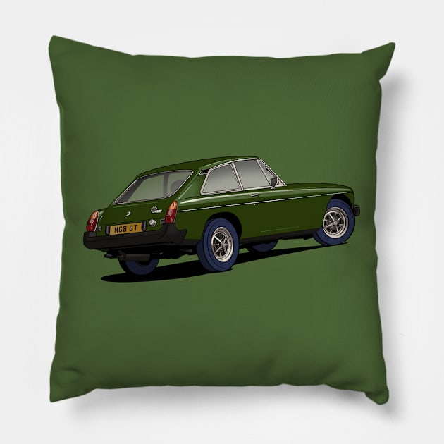 MGB GT V8 classic MG Car in Green Pillow by Webazoot