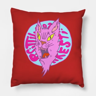 Stray Cat Logo face Pisittu Aresti - by Miskel Design Pillow