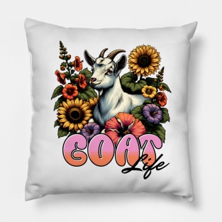 Goat life with flowers Pillow