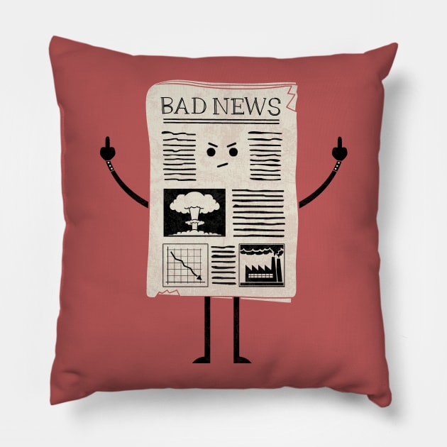 Bad News Pillow by HandsOffMyDinosaur