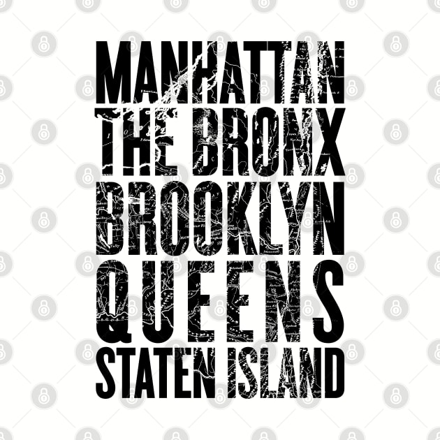 New York City Boroughs minimalist map design by goodwordsco