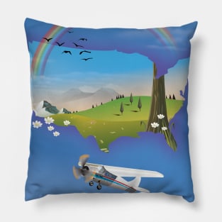 USA Map Travel poster Pillow