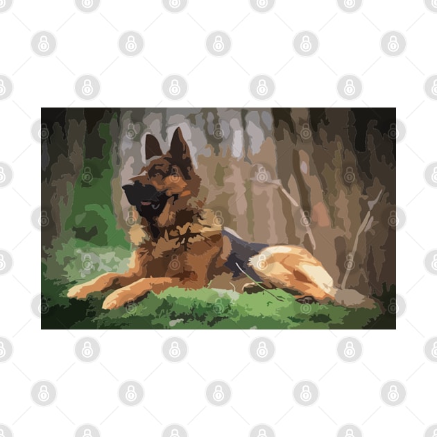 German Shepherd Digital Painting by gktb