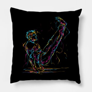 abstract colorful fitness man doing v sit Pillow