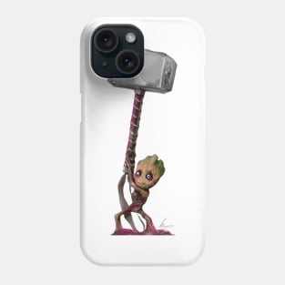 Baby Groot with Thor's Hammer Phone Case