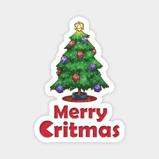 Merry Critmas D20 Dice Christmas Tree Magnet