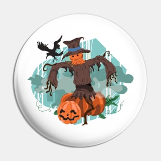 Scarecrow Halloween Pumpkin Crow Hat Horror Fear Halloween Gift Idea Pin