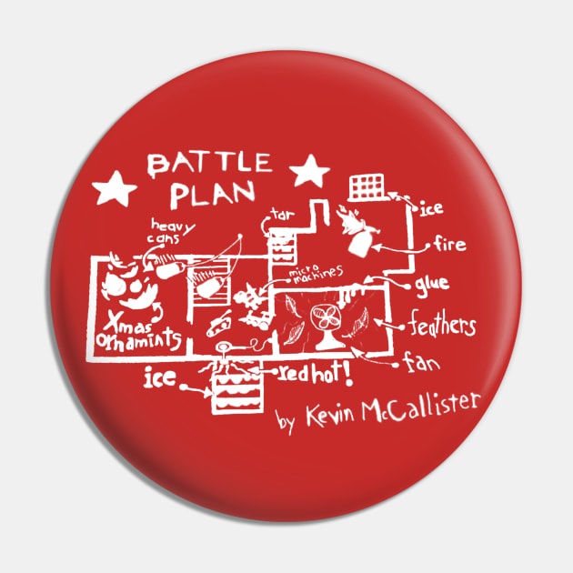 Kevin's Battle Plan (White) Pin by PopCultureShirts