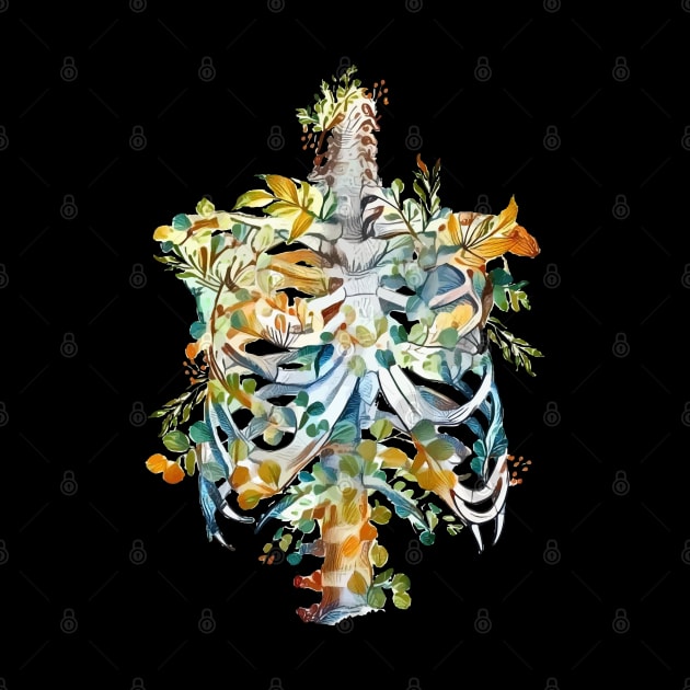 Floral human anatomy,  rib cage with flowers and leaves by Collagedream