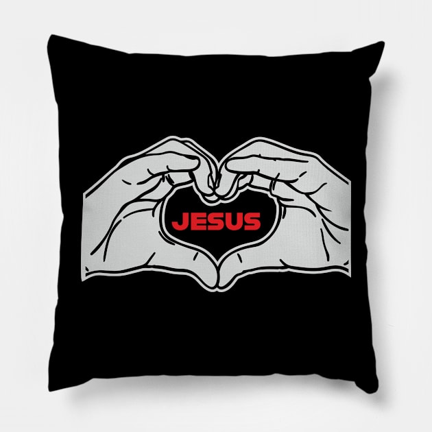 I love Jesus, Jesus Love, Love Hand Gesture Pillow by ChristianLifeApparel