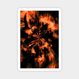 Black and Orange Fire Tie Dye Splash Abstract Artwork Magnet