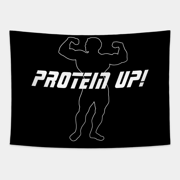 Protein Up Muscle Bodybuilder Keto Lifestyle Fitness Tapestry by DesignFunk