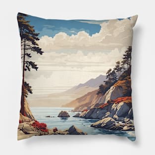 Big Sur United States of America Tourism Vintage Poster Pillow