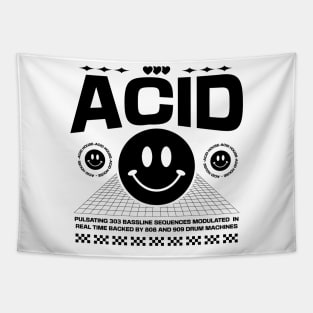 ACID HOUSE  - 3 Smiley's side by side (black) Tapestry