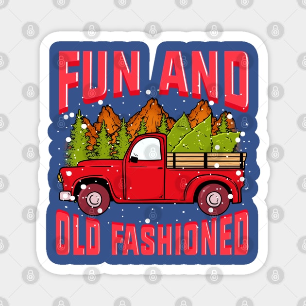 Fun Old fashioned Christmas Retro Vintage Truck Funny Magnet by creative