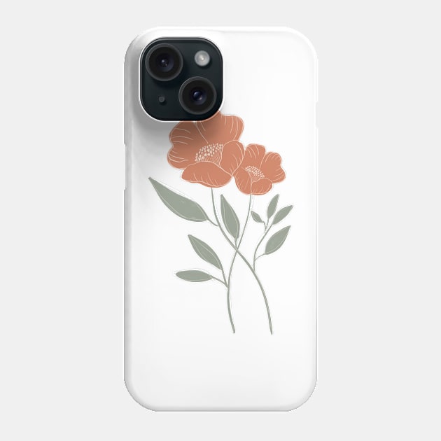 boho aesthetic simple poppy flower bouquet Phone Case by andienoelm