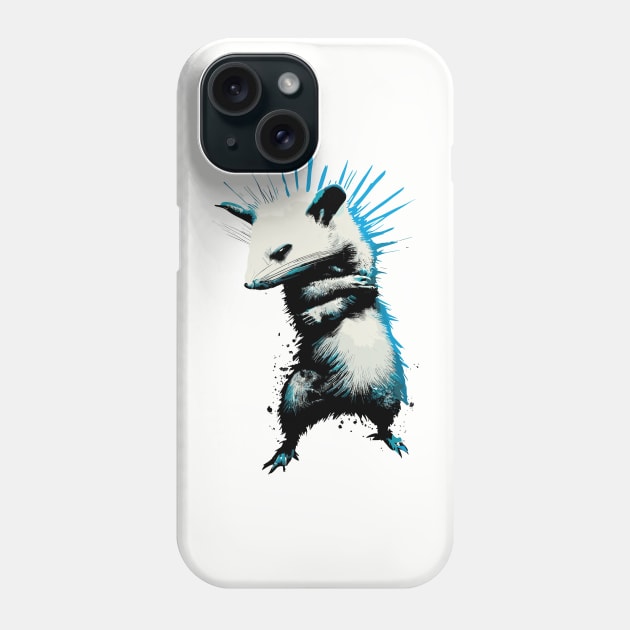 Funny retro punk opossum street art Phone Case by TomFrontierArt