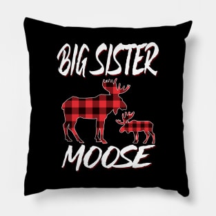 Red Plaid Big Sister Moose Matching Family Pajama Christmas Gift Pillow