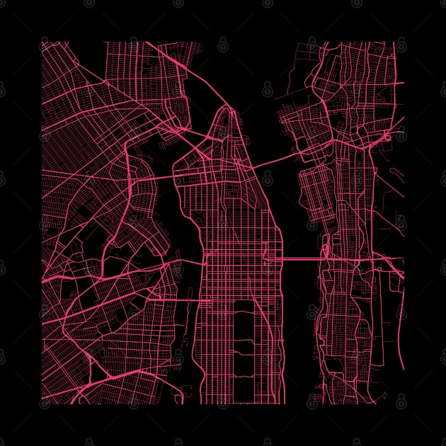 New York City Map | NYC Map | Purple Pink Map Of New York City by benayache