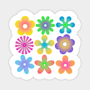 Retro gradient flowers Magnet