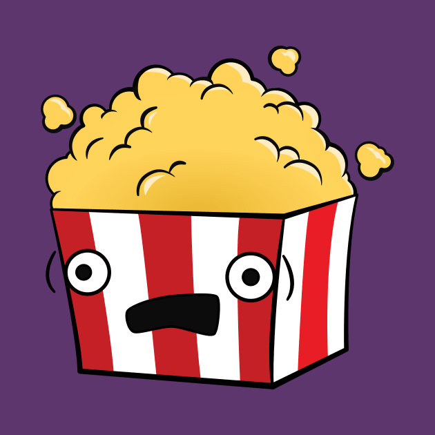 Cute, Kawaii, Cartoon Popcorn by rideawavedesign