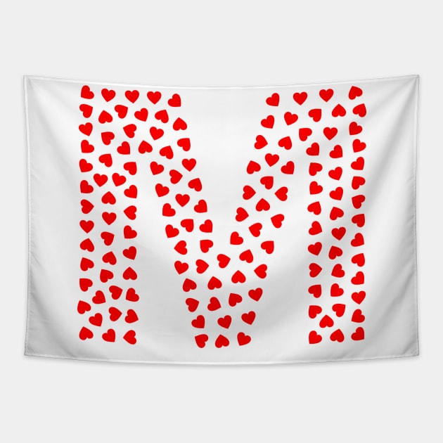 Letter M Heart Shape Initial Tapestry by Sanu Designs