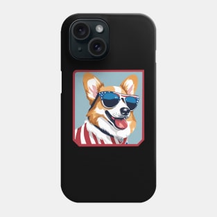 Corgi dog with american sunglasses Phone Case