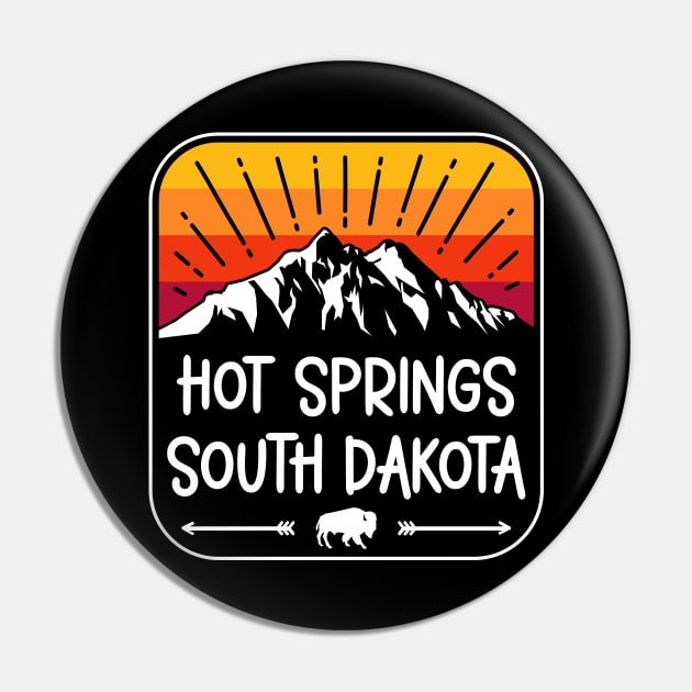 Hot Springs South Dakota Vintage Mountain Sunset Pin by SouthDakotaGifts