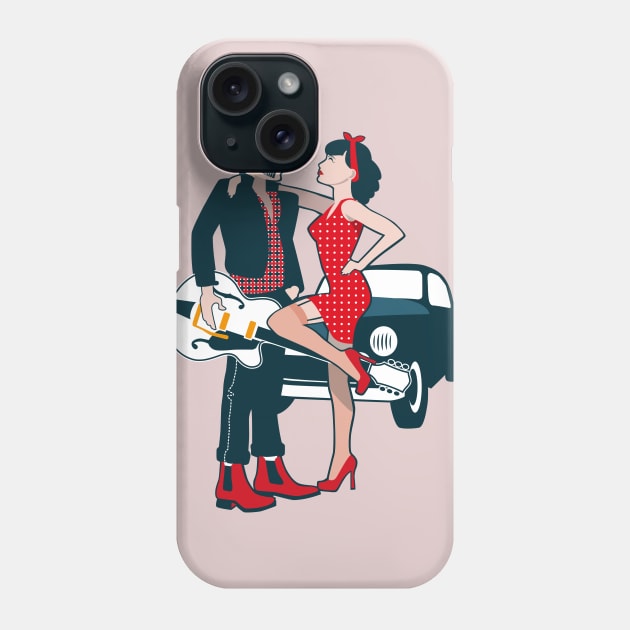 Rockabilly couple Phone Case by krzykostrowski