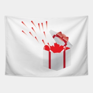 Canada Red and White party - Maple leaf, Balloons and fireworks Tapestry