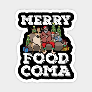 Foodie Gifts Food Coma Funny Christmas Pun Santa Claus Magnet