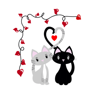 CATS IN LOVE Kittens and Hearts T-Shirt