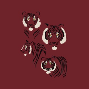 Tiger Pattern on Rust T-Shirt