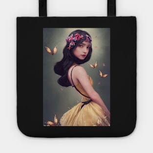 Beautiful girl with butterflies Tote