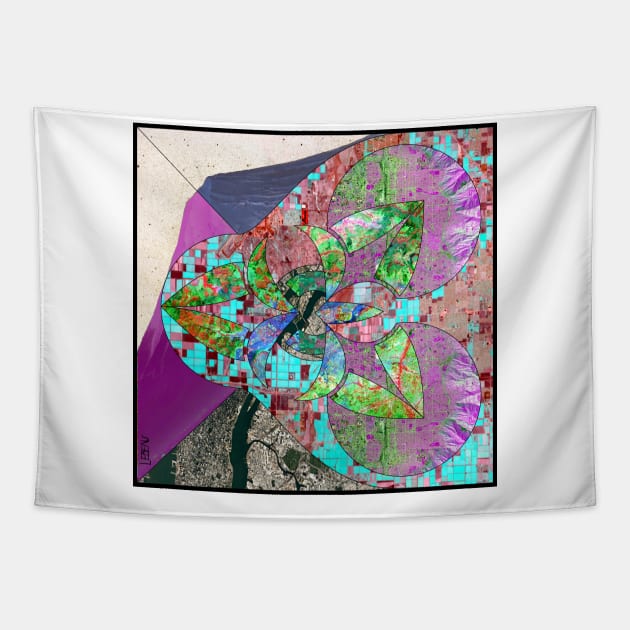 Satellite city urban mapping landscape collage ecopop Tapestry by jorge_lebeau