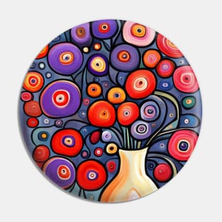 Purple and Red Cute Abstract Flowers Still Life Painting Pin