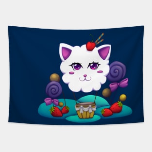 Cotton Candy Cat Air Balloon Tapestry