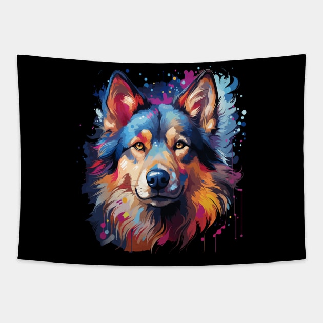 Siberian Husky Rainbow Tapestry by JH Mart